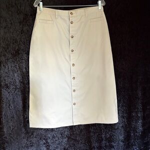 White Stag Sz 12 LT Khaki Button-Front A Line Skirt